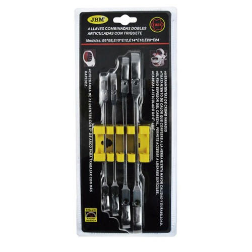 JBM 50754 Set de 4 llaves torx articuladas con trinquete