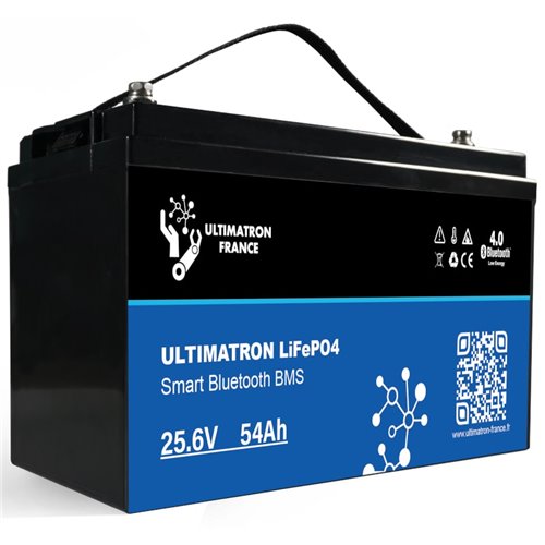 Batería de litio LiFePO4 Ultimatron 25.6V 54 Ah bluetooth y Smart BMS