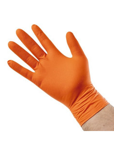 Guantes de nitrilo naranja diamantado talla M